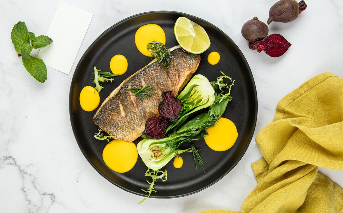 Sea bass fillet on a Mediterranean diet
